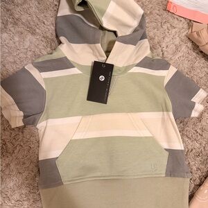 Little Bipsy Green and Cream Striped Hoodie 6-12m NWT